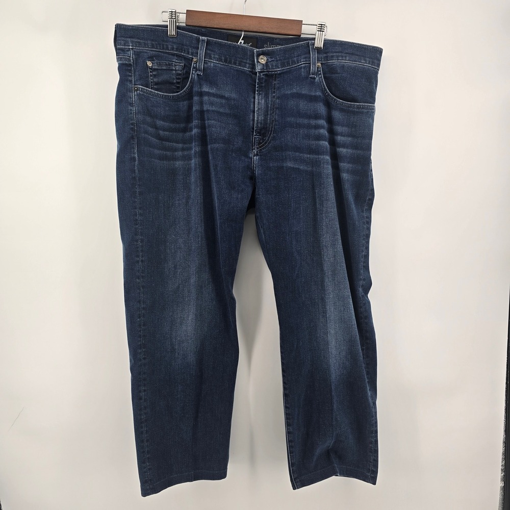 7 For All Mankind Slimmy Luxe Performance Dark Wash Slim Jeans Mens 42x26